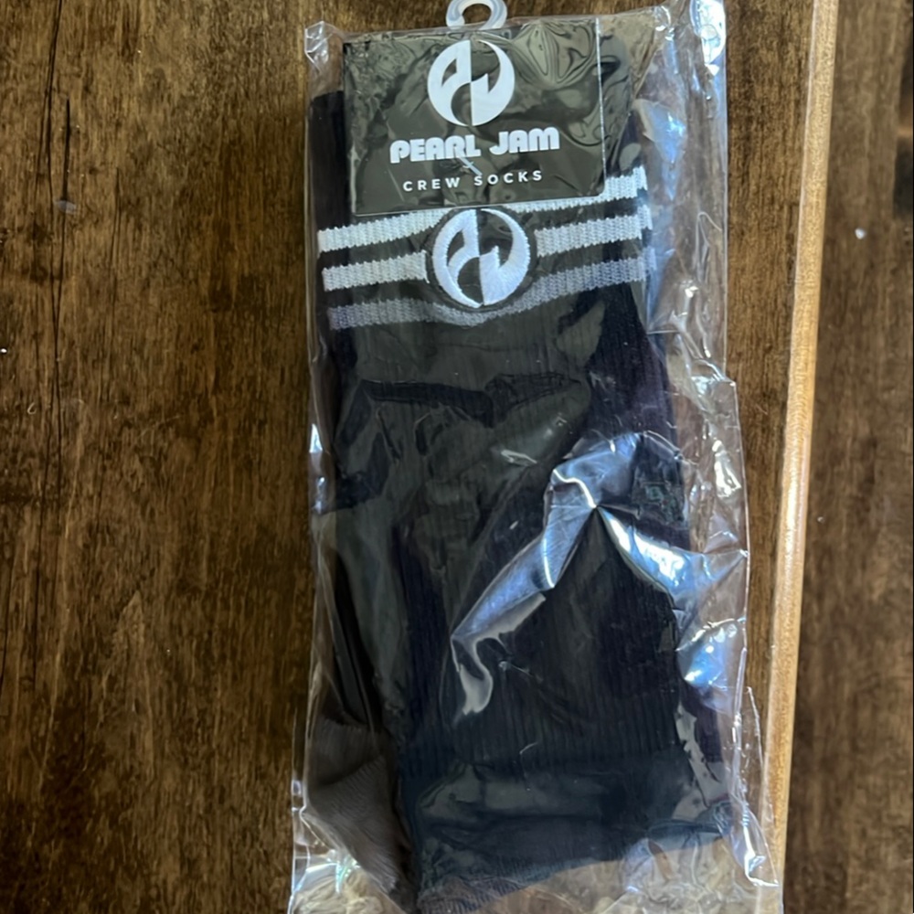 Pearl Jam Black Athletic Crew Socks with Logo brand new with tags